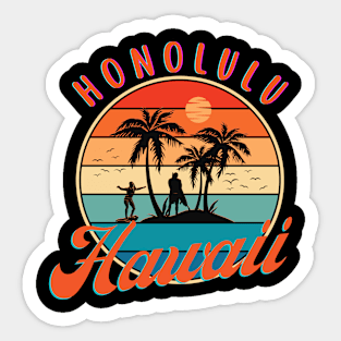 Honolulu Hawaii Tropical Plam Trees Sticker